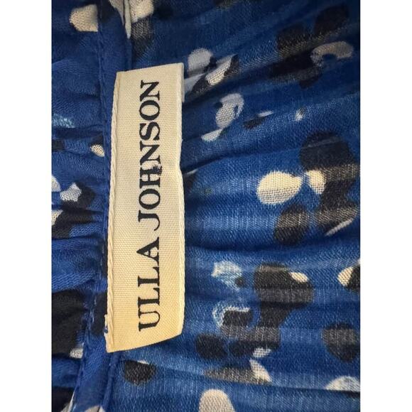 ULLA JOHNSON Women’s Size 2 Silk Blue & Multicolour Floral Ruffled Midi Dress - Picture 9 of 10